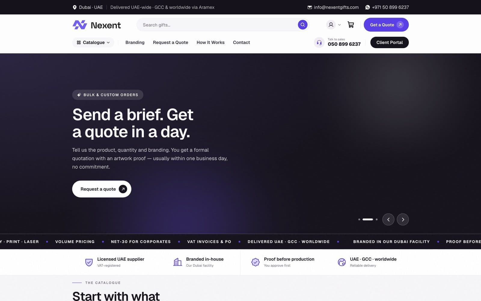 Nexent Gifts online store on desktop